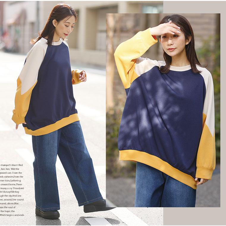 大きいサイズ レディース トップス 厚すぎないのが着やすい 配色デザイン ポンチ スウェット トップス トレーナー 3L 4L 5L 6L 長袖 冬 冬物 冬服 A |  | 15