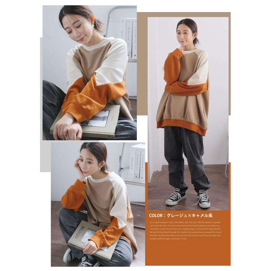 大きいサイズ レディース トップス 厚すぎないのが着やすい 配色デザイン ポンチ スウェット トップス トレーナー 3L 4L 5L 6L 長袖 冬 冬物 冬服 A |  | 16