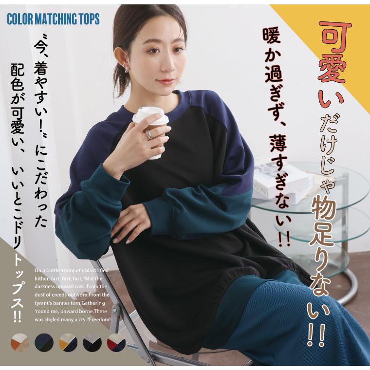 大きいサイズ レディース トップス 厚すぎないのが着やすい 配色デザイン ポンチ スウェット トップス トレーナー 3L 4L 5L 6L 長袖 冬 冬物 冬服 A |  | 02