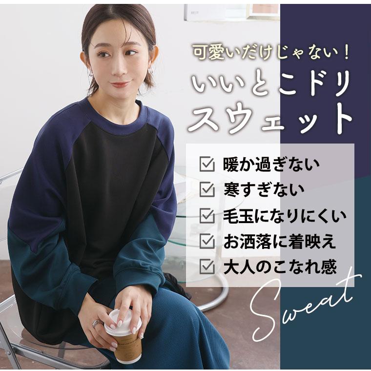 大きいサイズ レディース トップス 厚すぎないのが着やすい 配色デザイン ポンチ スウェット トップス トレーナー 3L 4L 5L 6L 長袖 冬 冬物 冬服 A |  | 07