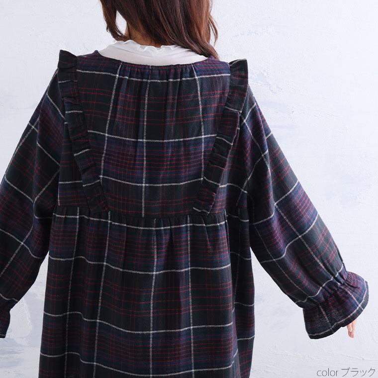 大きいサイズ レディース トップス 見た目秋 着心地さらり チェック柄