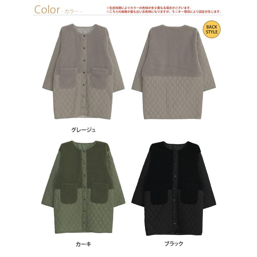 大きいサイズ レディース アウター 軽い 厚すぎない 細魅せ切替 ボア