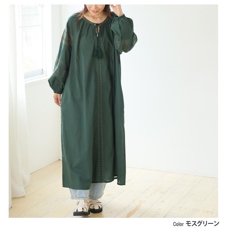 2L〜”刺繍 ミントグリーン ティアード ワンピース 大きいサイズレディース 大きいサイズ レディース ワンピース インド綿 刺繍 コットン ロング