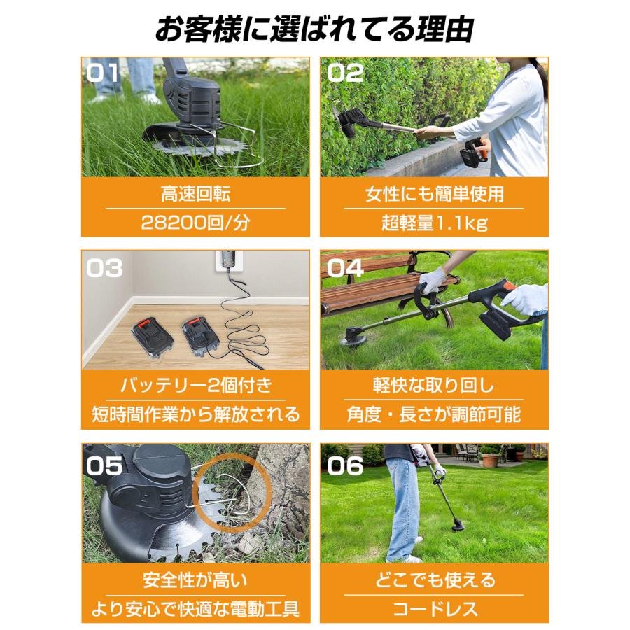 KAKA【一年保証 刈刃4種類14枚 マキタ交換対応バッテリー】草刈り機