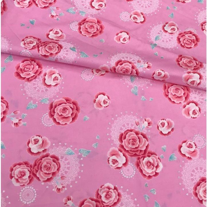 ローズ柄生地 薔薇柄生地 ピンク 129 1 生地の店 マリン 通販 Yahoo ショッピング