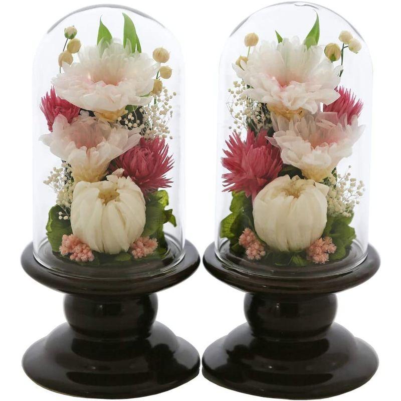 アートフォーシーズン 仏花 ●（茶系）ミニ輪菊glass 対デザイン２個SETピンク プリザーブドフラワー アートフォーシーズン 仏花 茶系 ミニ輪菊glass 対デザイン２個SETピンク プリザーブドフラワー 初七日