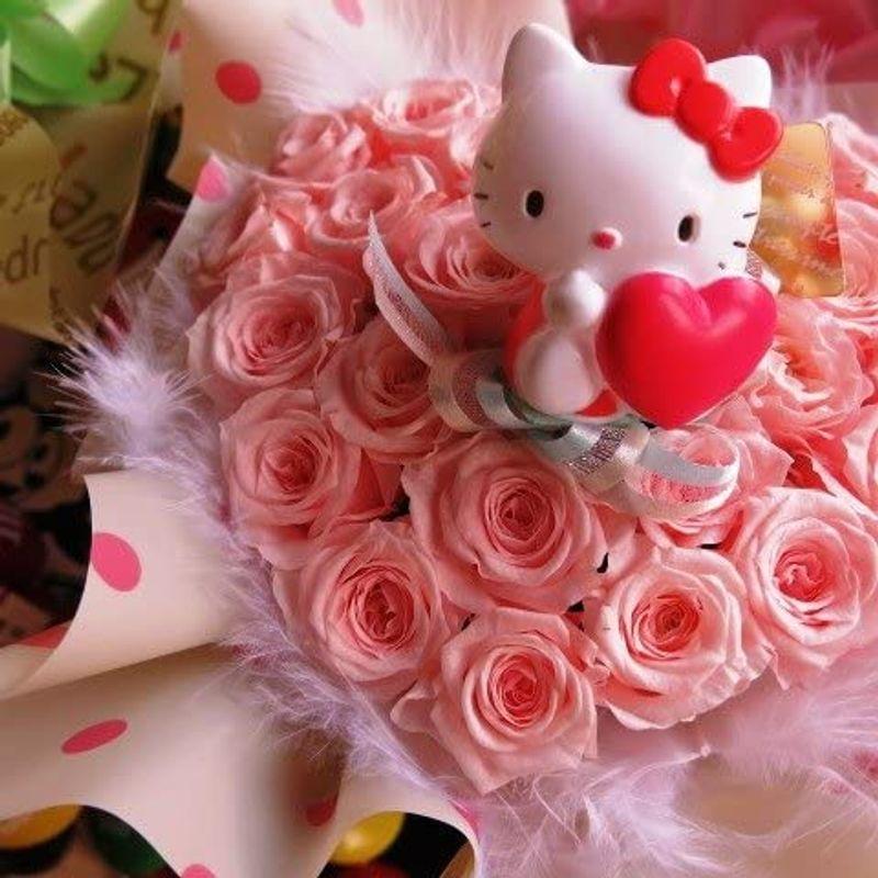 キティ 花 ハート プリザーブドフラワー ギフト キティちゃん マスコット入り クリアーケース付き 花 ハート プリザーブドフラワー ギフト キティちゃん マスコット入り クリアーケース付き 　