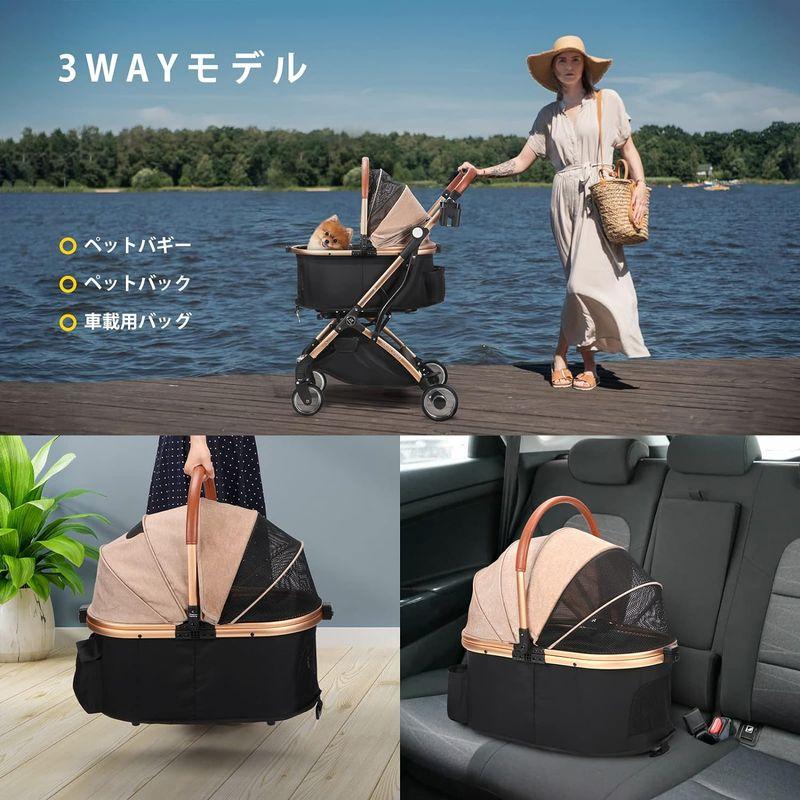 SKISOPGO 4輪ペットカート 分離型 ペットバギー ワンタッチ 折りたたみ 前輪360°後輪ブレーキ付 多機能 犬用ベビーカー 小型犬 4輪ペットカート 分離型 ペットバギー ワンタッチ 折りたたみ 多機能 犬用ベビーカー 小型犬