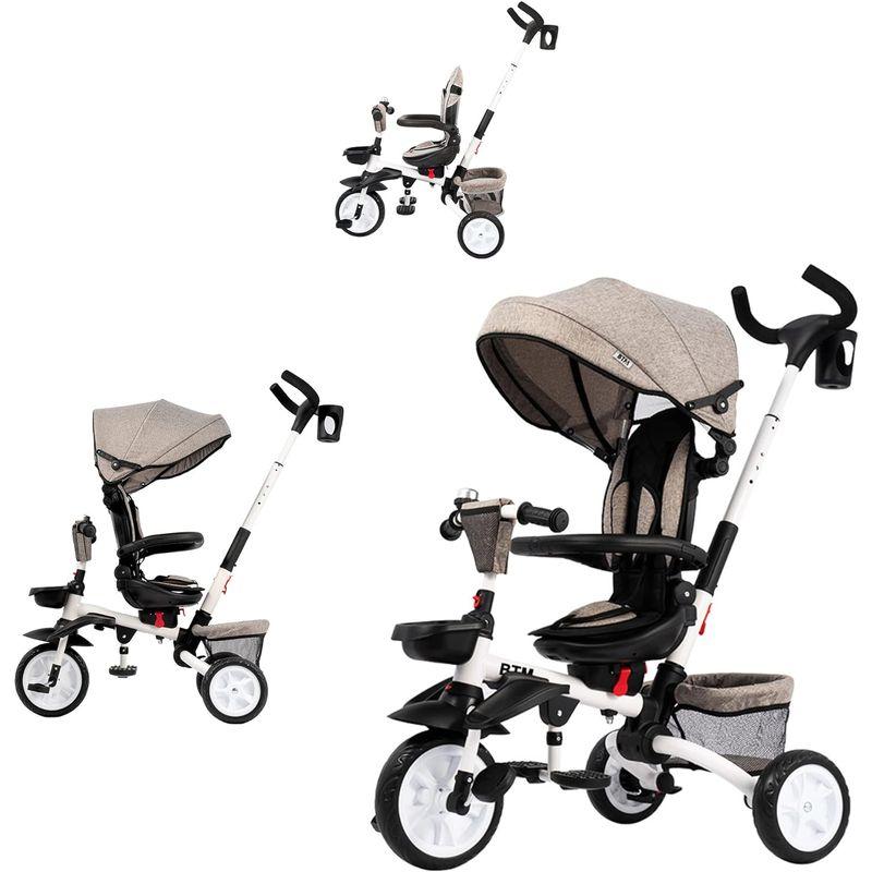 【正規品】 BTM 子供用三輪車 折りたたみ 三輪車 カバー ベビーカー 手押し棒付き 4in1 安全ベルト付き バイク 三輪車のりもの 1歳 2歳 3 【2241711573】(12220円)
