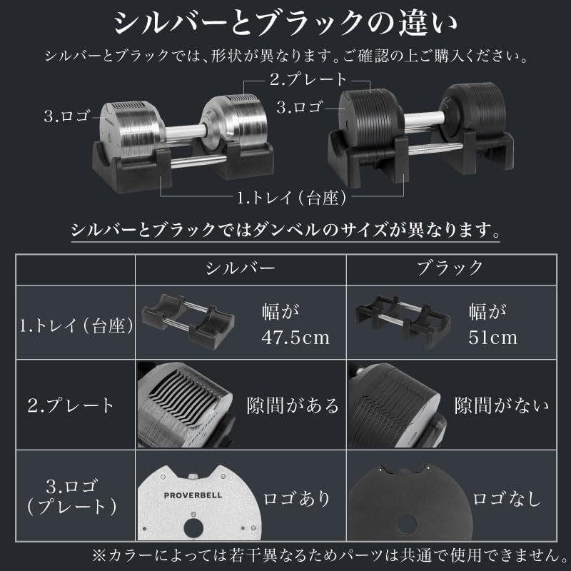 プロバーベル 41.5kg 1.5kg刻み 1個のみ 可変式ダンベル シルバー 5kg 5kg刻み 1個のみ 可変式ダンベル シルバー 　 5cm ×