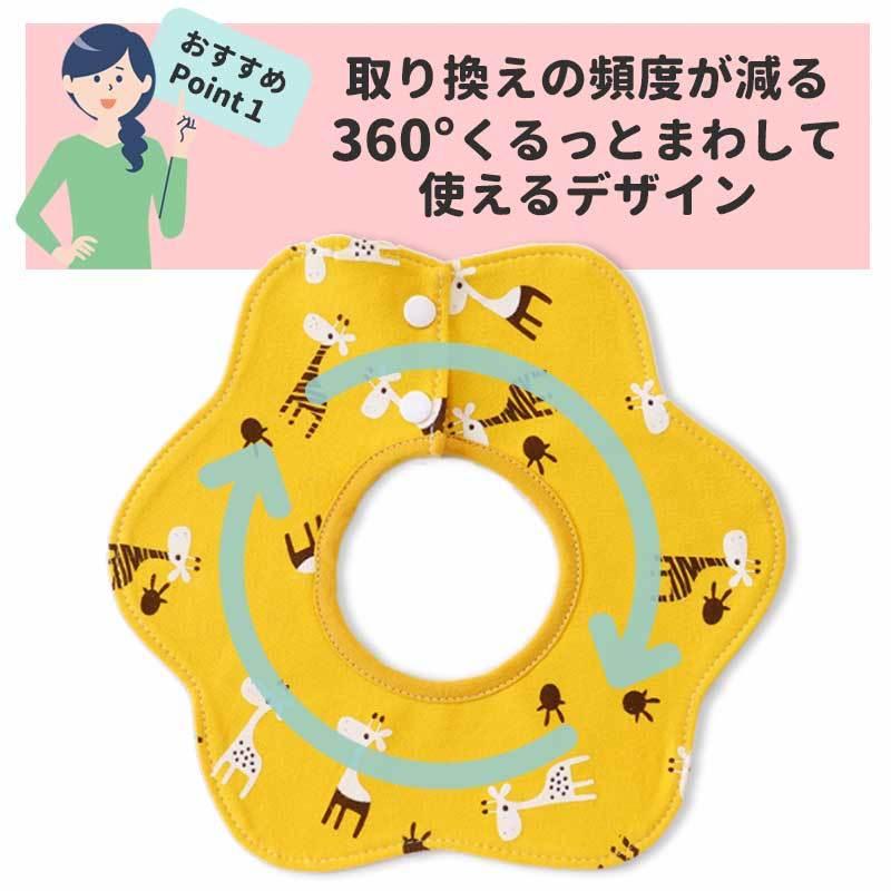 スタイ 5枚セット おしゃれ 360度 よだれかけ男の子 女の子 防水 前掛け まるいスタイ ビブ ベビー 赤ちゃん キッズ 子供 綿100% コットン|marine-blue|04