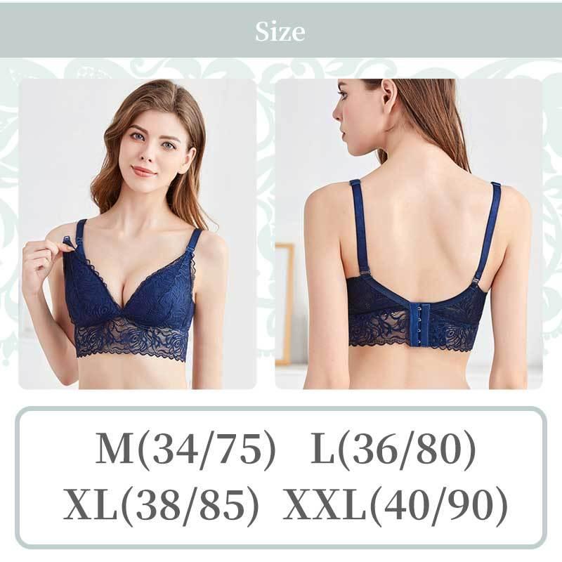 ★2枚組　グラマーブラ　Ｎサイズ　ブラジャー　海外ブラ　授乳ブラにも(*^^*) 授乳ブラ レース マタニティブラ フロントオープン 前開き ノン