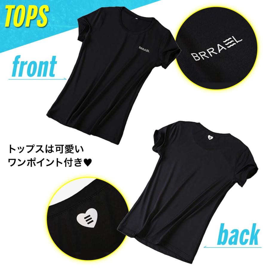 スポーツウェア レディース 上下セット ロゴマーク  Tシャツ 半袖 トレーニングウェア ランニングウェア ヨガウェア フィットネス｜marine-blue｜12