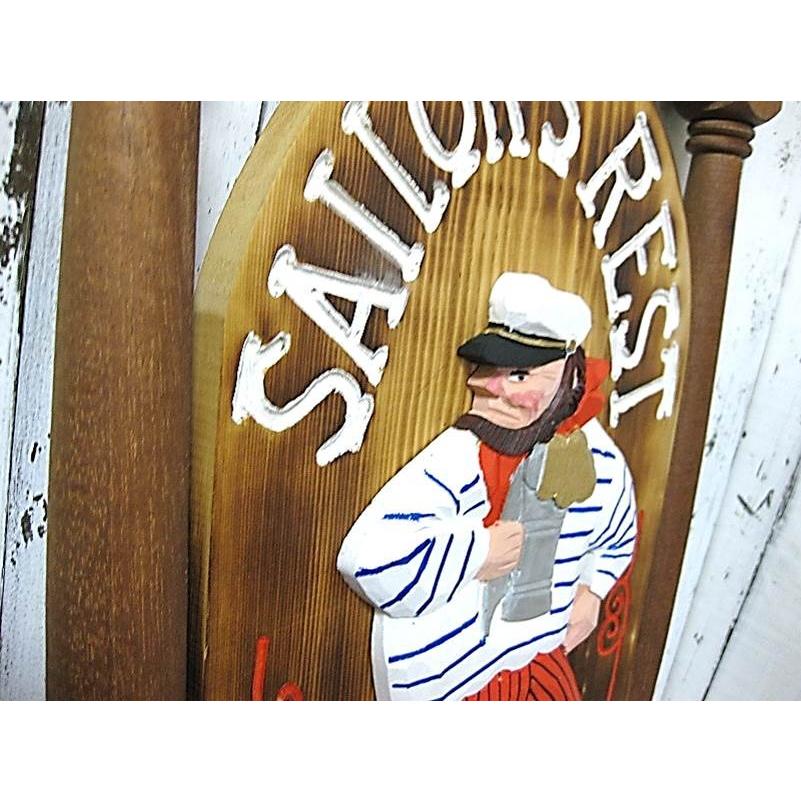 木製壁掛Sailor Rest（Lサイズ） セーラー人形 看板 : マリンガイド