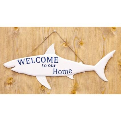 メタルウォールデコ・Welcomeプレート（Shark サメ） 鮫 ウエルカム