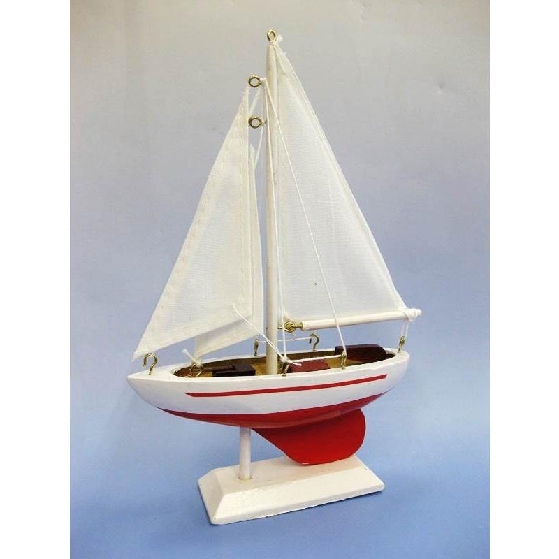 ヨットS レッド ネイビー かわいい 置物 : マリンガイド Yahoo!店