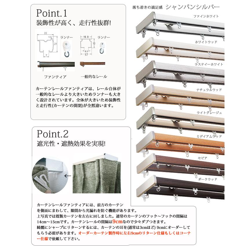 タチカワブラインド カーテンレール 3.0mダブル ファンティア サイド