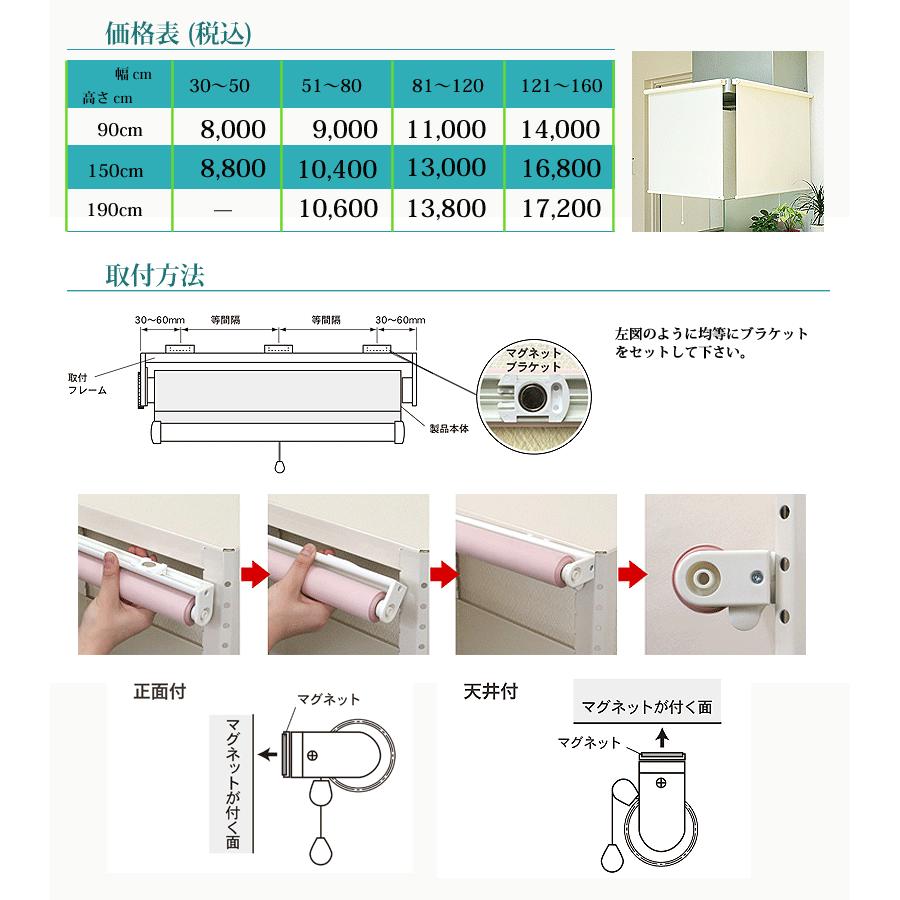 ロールスクリーン防炎機能 収納の目隠しに最適 マグネットタイプ 幅オーダー 幅51 80ｃｍ 高さ190cm 日本製 Mg005 Netshop Marine 通販 Yahoo ショッピング