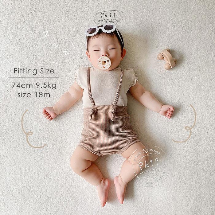 レギンス ikii サロペット風 韓国子供服 リブブルマ ストラップ 70cm 80cm 韓国ベビー服 BABY 男の子 女の子 おしゃれ かわいい ショートパンツ ストレッチ :11-057:湘南の韓国子供服マリンキャッスル 通販 韓国服 ikii サスペンダーレギンス 80cm