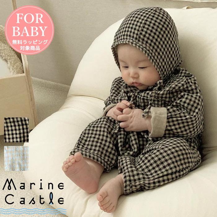 ロンパース カバーオール 長袖 ベビー Baby 男の子 女の子 60 70 おしゃれ 新生児 乳児 韓国 ベビー服 ギンガムチェック ボンネット付き 12 002 マリンキャッスル キッズ服 ベビー 通販 Yahoo ショッピング