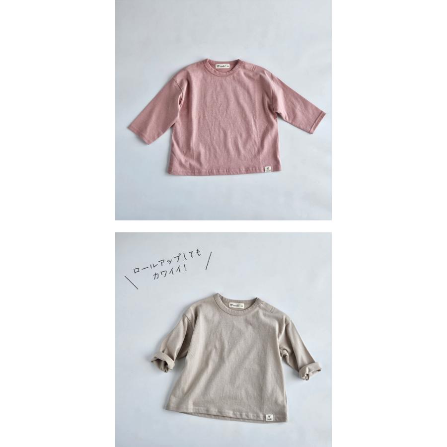 長袖Tシャツ キッズ 無地 男の子 女の子 トップス 綿100% 春秋