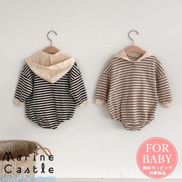 ロンパース 長袖 ベビー Baby 男の子 女の子 フード おしゃれ ボーダー 30 011 マリンキャッスル キッズ服 ベビー 通販 Yahoo ショッピング