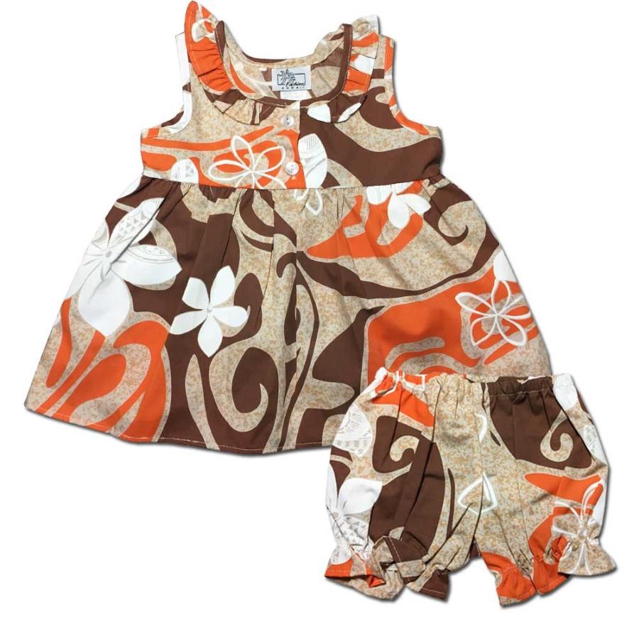 ハワイアン ベビー パンツ付きワンピース オレンジ 18ヶ月 幼児用 子供服 キッズ Spabri Com