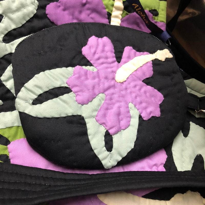 ハワイアンキルト バッグ モンステラ×ハイビスカス柄 ポーチ＆肩掛け