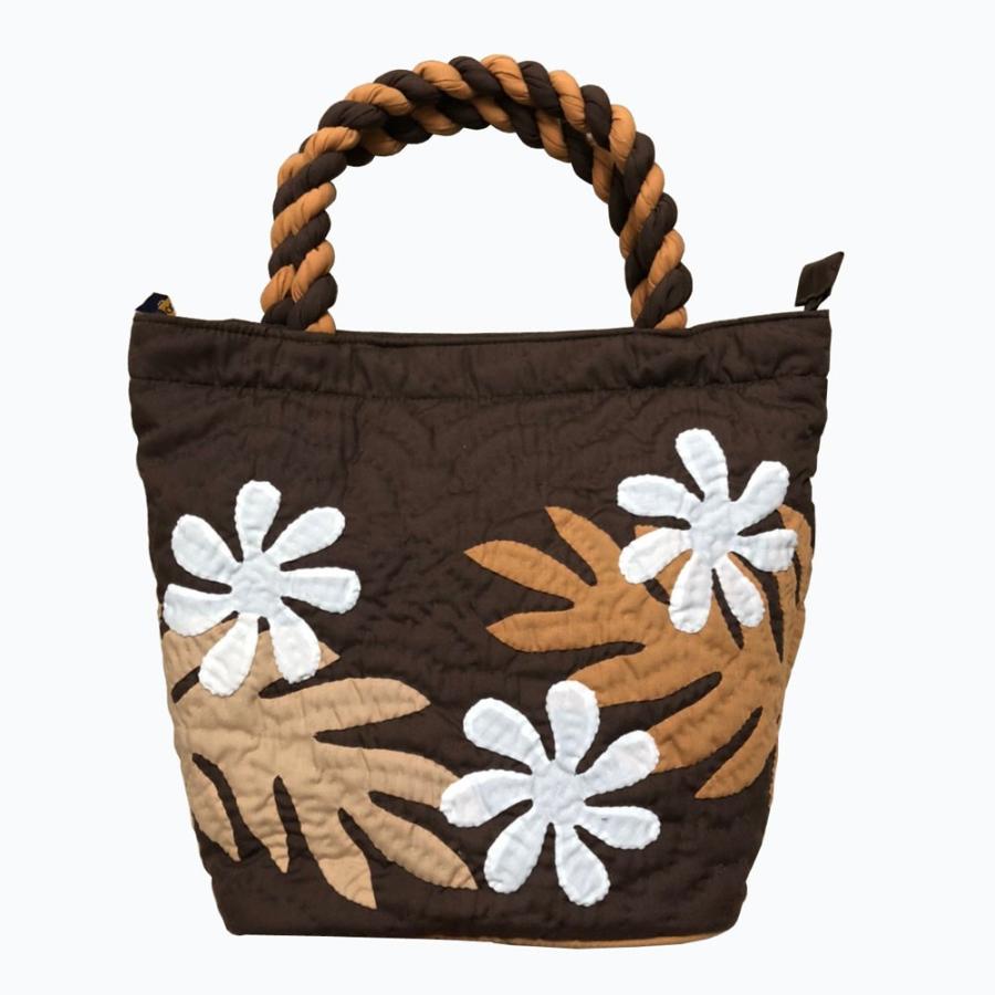 ハワイアンキルト ハンドバッグ プルメリア モンステラ ブラウン Hawaiian Quilt レディースバッグ 母の日ギフト 通販 19fw Hk Bag1 白浜マリーナ Yahoo 店 通販 Yahoo ショッピング