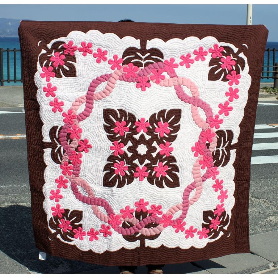 ハワイアンキルト タペストリー ブラウンモンステラフラワー柄 152cm 152cm ハワイアンキルト通販 ハワイアンインテリア 壁掛け マット Hawaiian Quilt Khabarsanjal Com