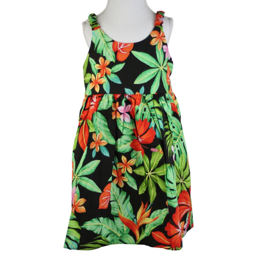 子供服ハワイアン キッズワンピース ブラック プルメリア ハイビスカス バードオブパラダイス 女の子用 ss Kidonep 3 白浜マリーナ Yahoo 店 通販 Yahoo ショッピング