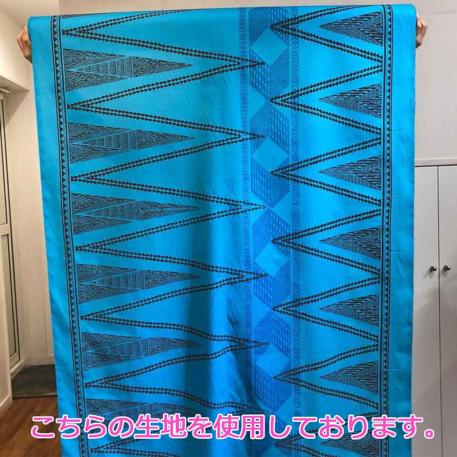 パウスカートシングル大人用 ブルー カパ タパ柄 3本ゴム 73cm|mariner|10