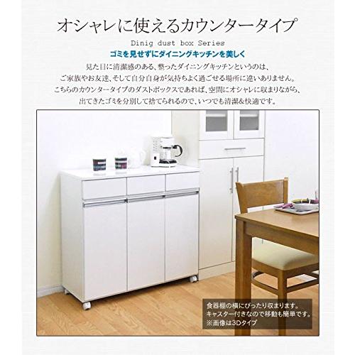 ダイニング ダストボックス ごみ箱 4分別 引き出し付き 完成品 ホワイト B07D8Q4TW6