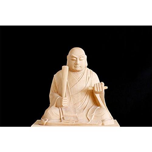 【特価・新品】 読経日蓮聖人　紅檀　上彫　総高さ約22.5㎝　日蓮宗 仏像 桧木 日蓮宗 日蓮聖人 1.8寸 高さ125mm 横幅97mm 奥行き