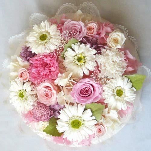 プリザーブドフラワー/フラワーケーキ ホワイト&ピンク おまかせ ケーキ 