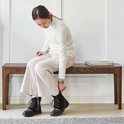 MU RONG木栄 ダイニングベンチ 木製 ベンチ 幅110cm エントランスベンチ 二人かけ 長椅子 玄関 北欧風 天然木材 ナチュラル(110x35x45cm， ウォールナット色) 