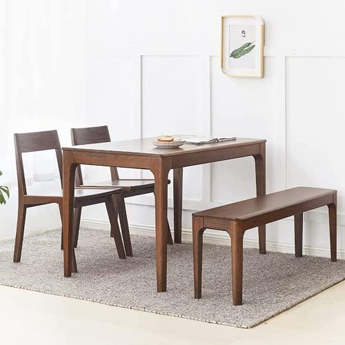 MU RONG木栄 ダイニングベンチ 木製 ベンチ 幅110cm エントランスベンチ 二人かけ 長椅子 玄関 北欧風 天然木材 ナチュラル(110x35x45cm， ウォールナット色) 