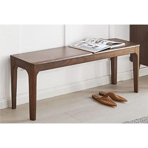 MU RONG木栄 ダイニングベンチ 木製 ベンチ 幅110cm エントランスベンチ 二人かけ 長椅子 玄関 北欧風 天然木材 ナチュラル(110x35x45cm， ウォールナット色) 