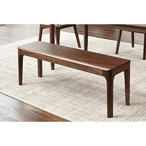 MU RONG木栄 ダイニングベンチ 木製 ベンチ 幅110cm エントランスベンチ 二人かけ 長椅子 玄関 北欧風 天然木材 ナチュラル(110x35x45cm， ウォールナット色) 
