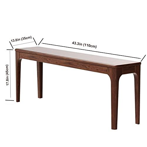 MU RONG木栄 ダイニングベンチ 木製 ベンチ 幅110cm エントランスベンチ 二人かけ 長椅子 玄関 北欧風 天然木材 ナチュラル(110x35x45cm， ウォールナット色) 