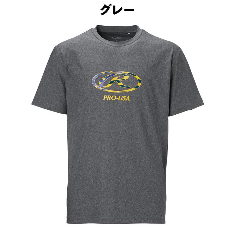 ローリングス Rawlings 超伸 オーバルR 半袖Tシャツ メンズ レディース グレー ネイビー 野球 トレーニング シャツ 半袖 AST13F04｜mario｜02