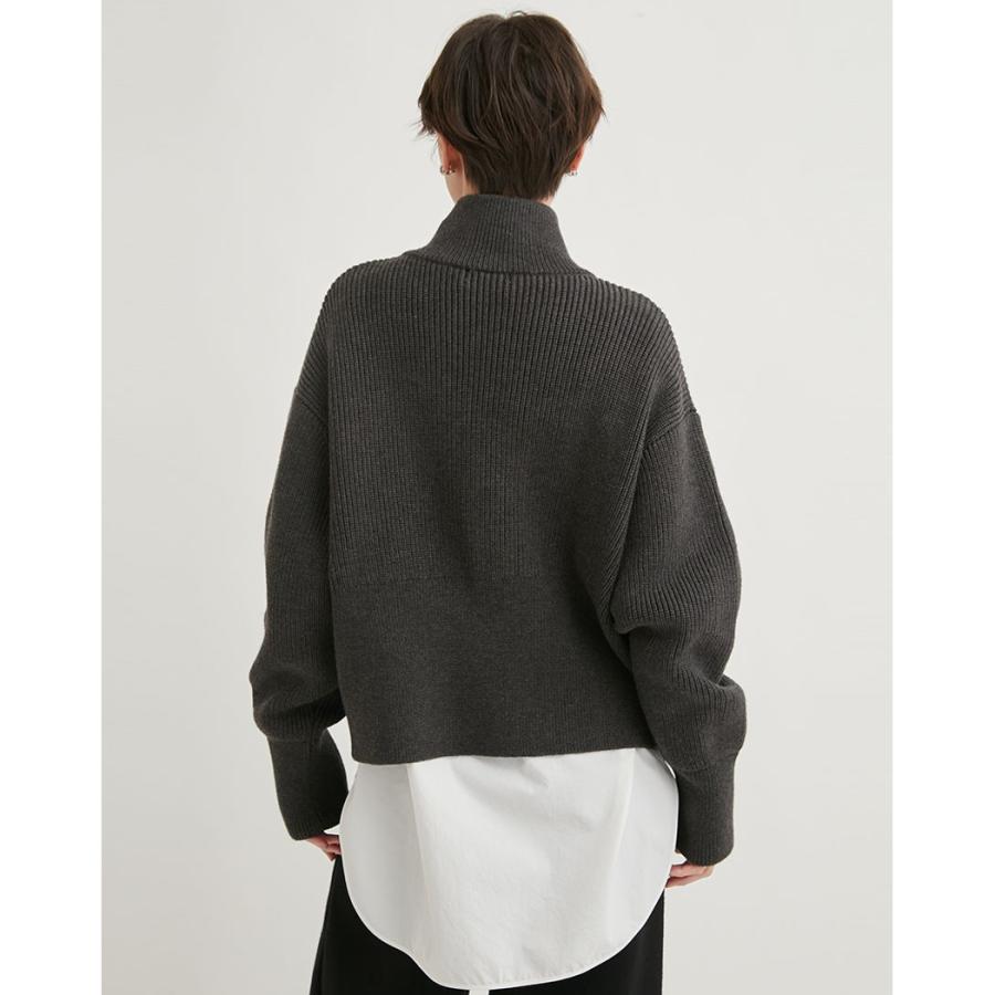 【新品タグ付き】 emmi フロントジップ ニットカーディガン ブラック エミ emmi エミ atelier フロントジップニットカーディガン