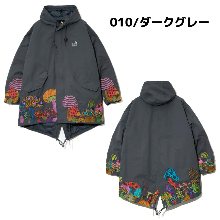 go slow caravan ゴースロウキャラバン　レインコートプルオーバー チチカカ go slow caravan スラブサテンパネル刺繍モッズコート