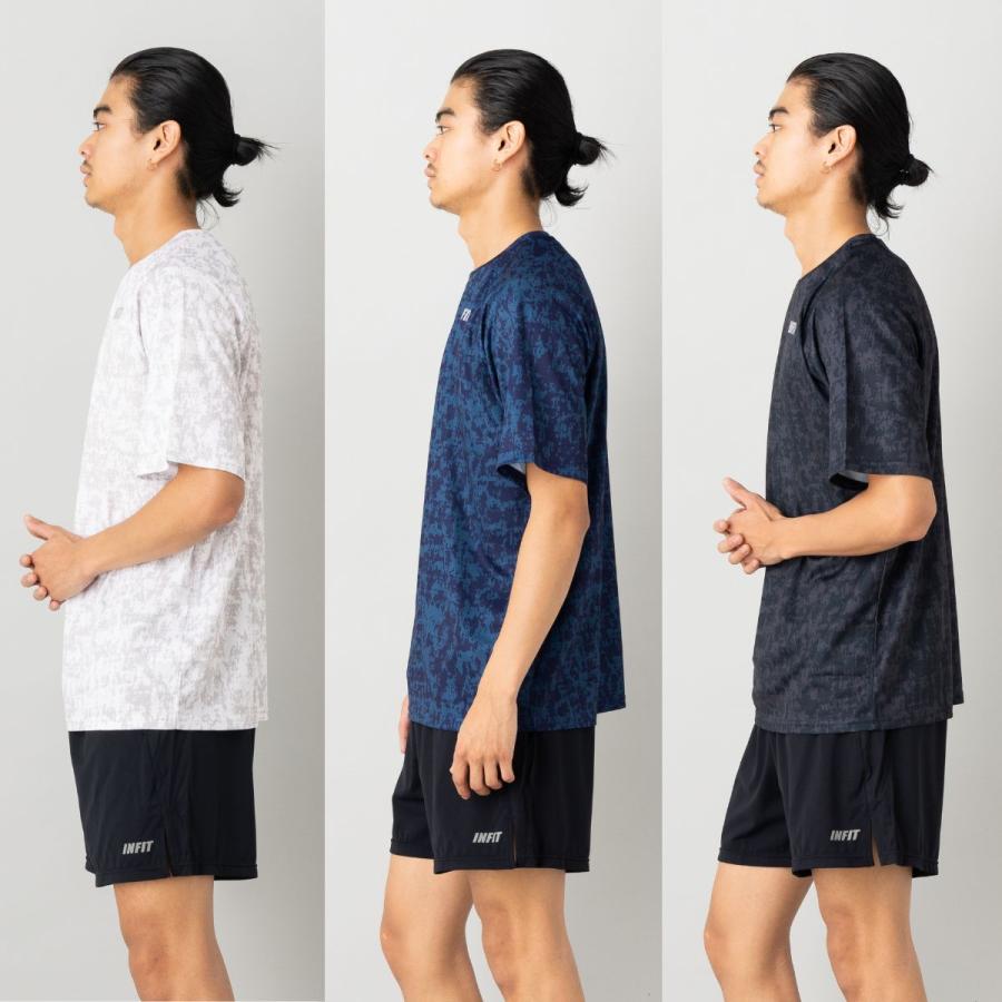 完売デザイン ドット柄 半袖Tシャツスリムフィット XL INFIT（インフィット） 超速乾総柄Tシャツ メンズ 春 夏 スポーツ