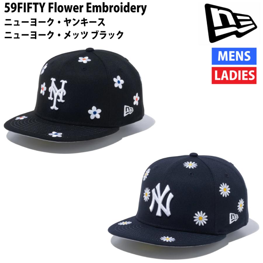 NEW ERA ニューエラ 59FIFTY Flower Embroidery ニューヨーク・ヤンキース ネイビー ブラック 花柄 カジュアル ...