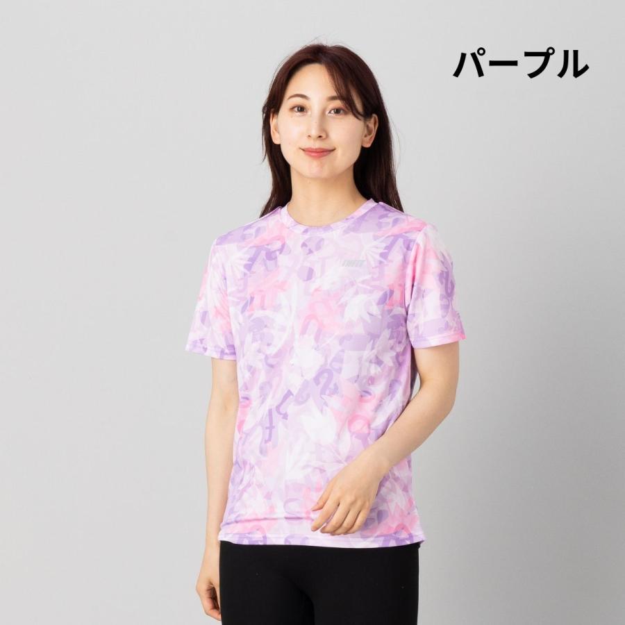 INFIT（インフィット） アルファベットリーフ柄Tシャツ レディース スポーツ フィットネス ランニング トレーニング ジムウェア ヨガ ...