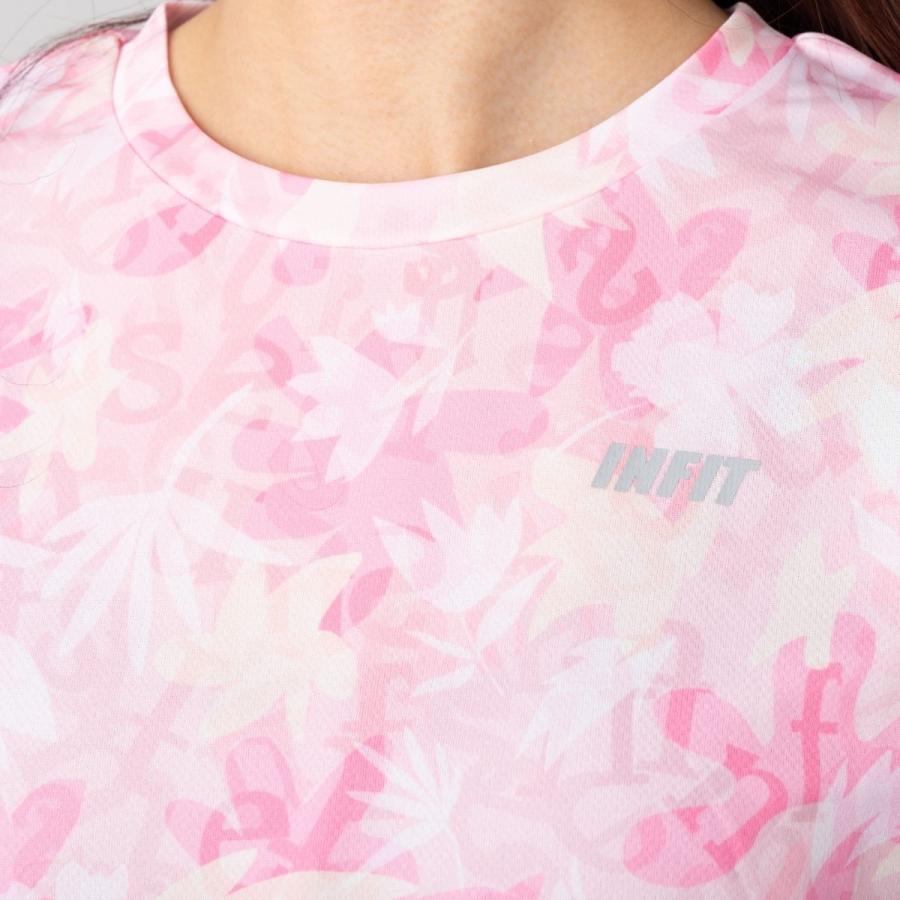 INFIT（インフィット） アルファベットリーフ柄Tシャツ レディース スポーツ フィットネス ランニング トレーニング ジムウェア ヨガ ...