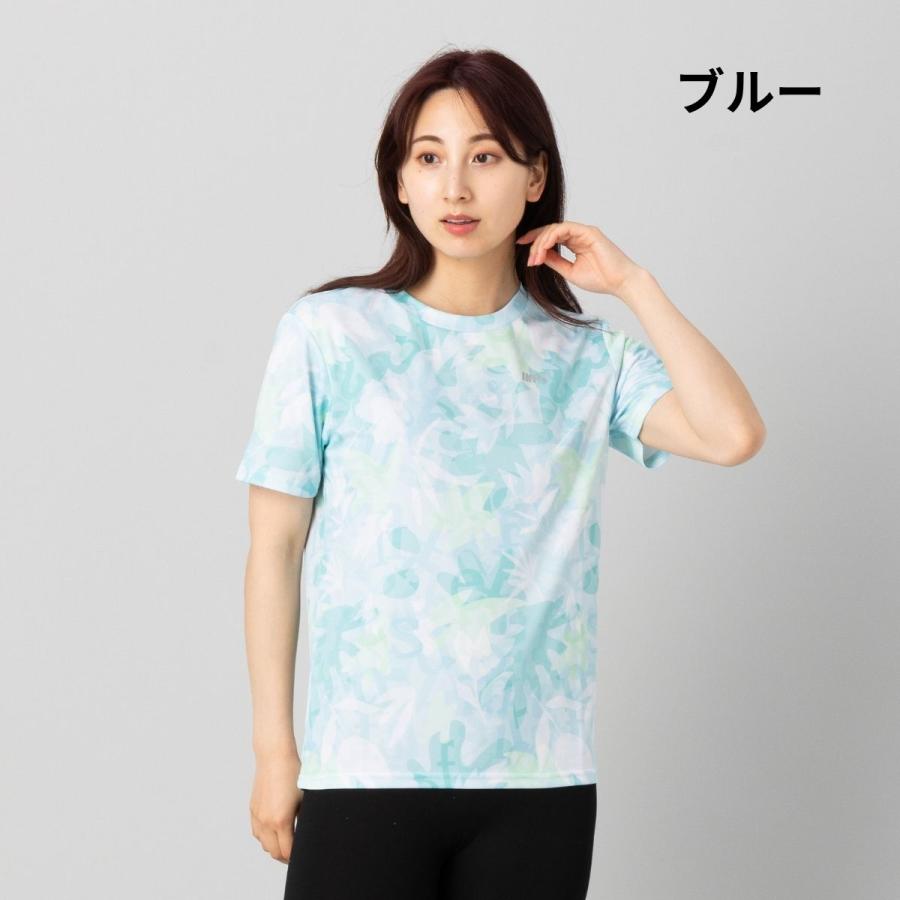 INFIT（インフィット） アルファベットリーフ柄Tシャツ レディース スポーツ フィットネス ランニング トレーニング ジムウェア ヨガ ...