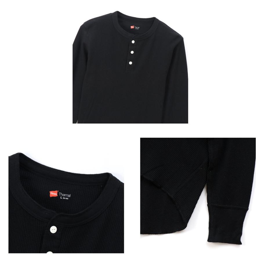 Hanes（ヘインズ） サーマル ヘンリーネックロングスリーブTシャツ
