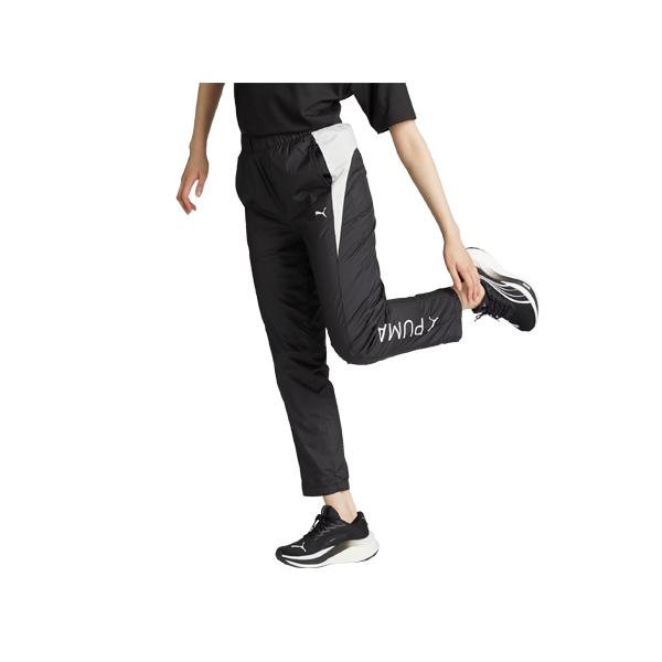 PUMA プーマ FOUNDATION ブラッシュド トリコット ウーブン パンツ レディース ブラック 黒 スポーツ フィットネス ロング ...